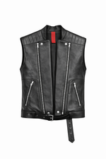 GILET BIKER NERO IN PELLE - lab22shop
