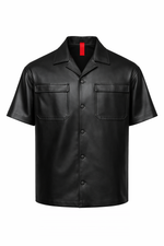 CAMICIA NERA IN PELLE MEZZA MANICA - lab22shop