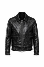 BOMBER COLLO CAMICIA EFFETTO PELLE LAVATA - lab22shop