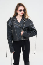 CHIODO IN PELLE LONDON LACCETTI EFFETTO VINTAGE - lab22shop