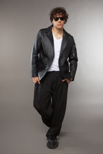 GIACCA IN PELLE NERA TASCONE - lab22shop