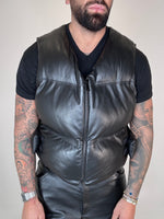 GILET PIUMA CROPPED IN PELLE - lab22shop