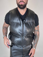 GILET PIUMA CROPPED IN PELLE - lab22shop