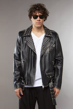 CHIODO OVERSIZE BORCHIE IN PELLE NERO - lab22shop