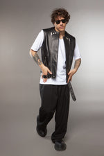 GILET BIKER NERO IN PELLE - lab22shop