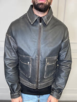LEATHER CROPPED JACKET - lab22shop