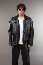 CHIODO IN PELLE NAPPA NERO OVERSIZE CON LACCI - lab22shop