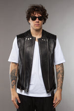 GILET BIKER NERO IN PELLE - lab22shop