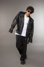 CHIODO OVERSIZE IN PELLE NERO - lab22shop
