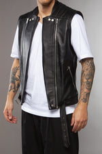 GILET BIKER NERO IN PELLE - lab22shop