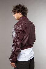 BOMBER OVERSIZE MANICA A RICCIO CROPPED PRUGNA - lab22shop