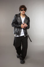 CHIODO OVERSIZE BORCHIE IN PELLE NERO - lab22shop