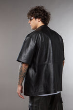 CAMICIA NERA IN PELLE MEZZA MANICA - lab22shop