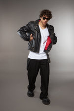CHIODO IN PELLE NERO EFFETTO VINTAGE - lab22shop