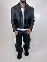 GIACCA IN PELLE CROPPED NERA - lab22shop