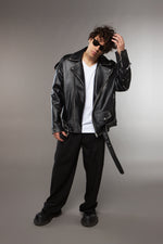 CHIODO IN PELLE NAPPA NERO OVERSIZE CON LACCI - lab22shop