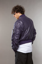 BOMBER OVERSIZE MANICA A RICCIO CROPPED COLOR MELANZANA - lab22shop