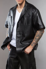 CAMICIA NERA IN PELLE MEZZA MANICA - lab22shop
