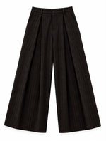 PANTALONE GESSATO FONDO AMPIO CON PINCES