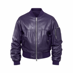 BOMBER OVERSIZE MANICA A RICCIO CROPPED COLOR MELANZANA - lab22shop