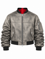 COLLEGE OVERSIZE CON MANICA ARRICCIO NUVOLATO GRIGIO