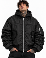 COLLEGE ARRICCIO NYLON OVERSIZE CAPPUCCIO NERO