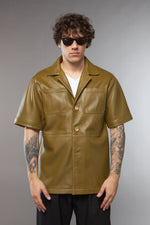 CAMICIA IN PELLE NAPPA VERDE OLIVA - lab22shop