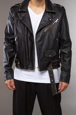 CHIODO IN PELLE NERO EFFETTO VINTAGE - lab22shop