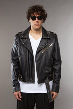 CHIODO IN PELLE NERO EFFETTO VINTAGE - lab22shop