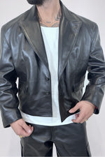 GIACCA IN PELLE CROPPED NERA - lab22shop