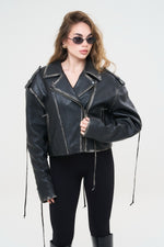 CHIODO IN PELLE LONDON LACCETTI EFFETTO VINTAGE - lab22shop