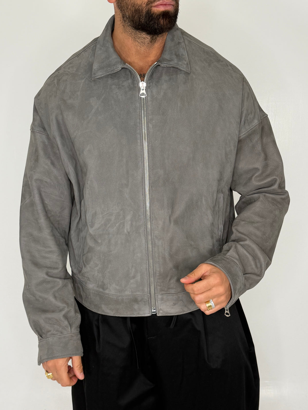 JACKET SCAMOSCIATO CON COLLO CAMICIA - lab22shop