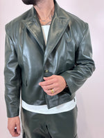 GIACCA IN PELLE CROPPED VERDE - lab22shop