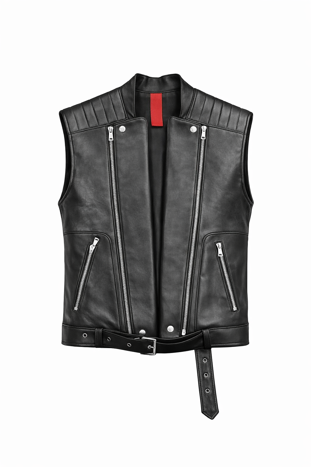 GILET BIKER NERO IN PELLE - lab22shop