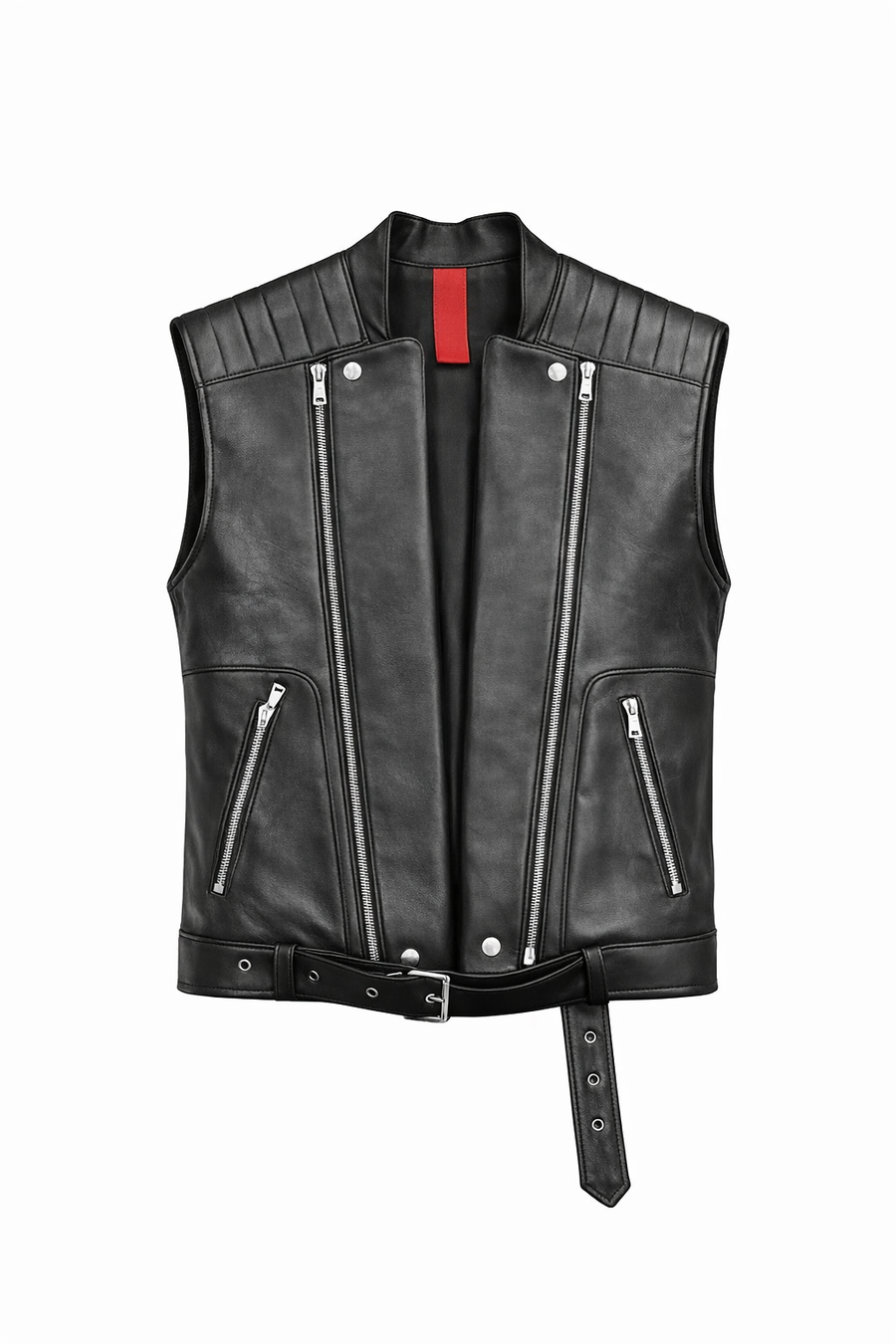 GILET BIKER NERO IN PELLE - lab22shop