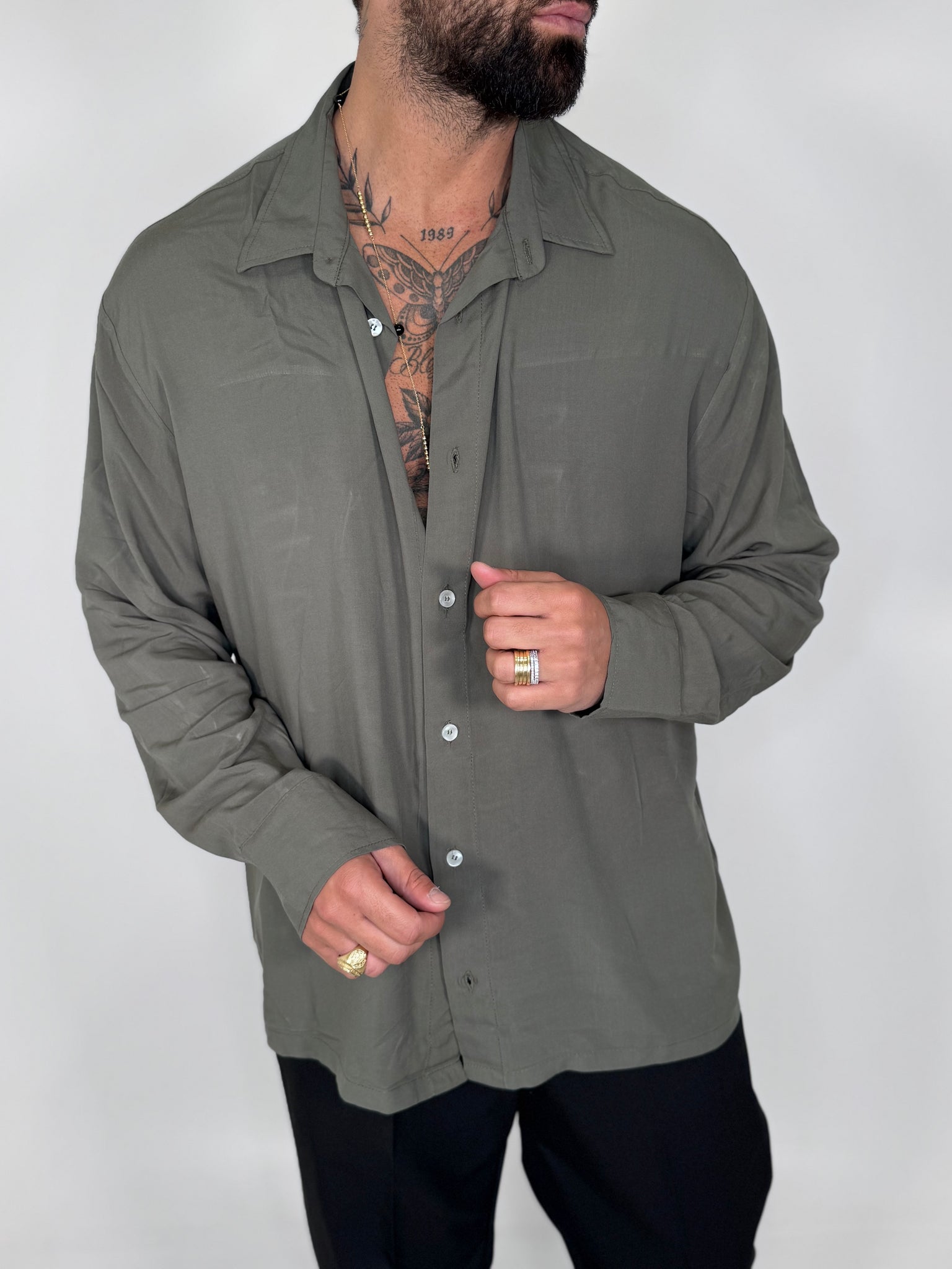 CAMICIA VISCOSA LAB TASCHINO VERDE