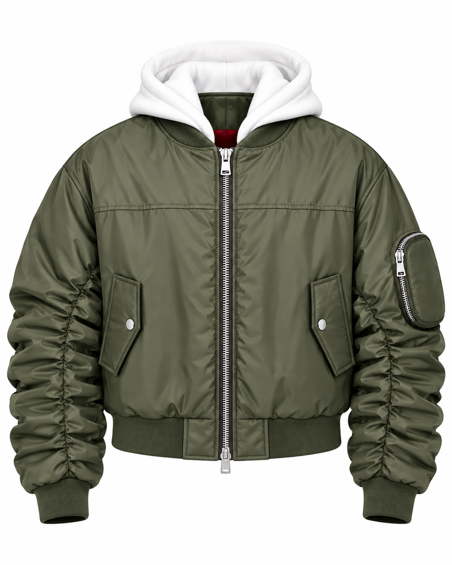 COLLEGE ARRICCIO NYLON OVERSIZE  CAPPUCCIO VERDE