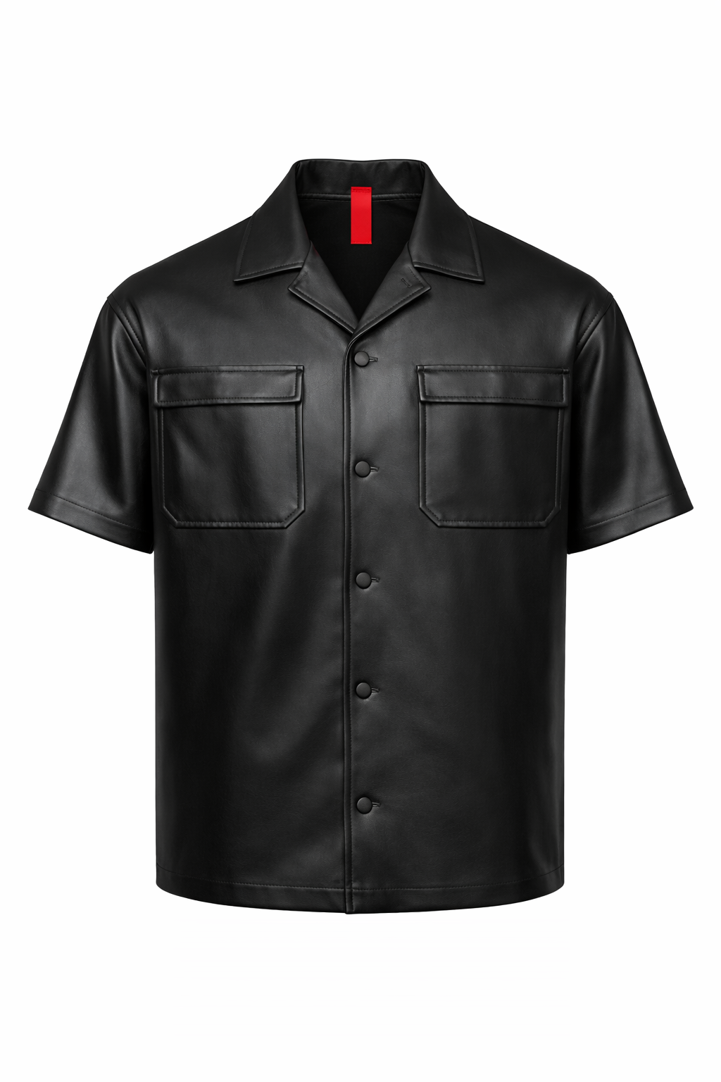 CAMICIA NERA IN PELLE MEZZA MANICA - lab22shop
