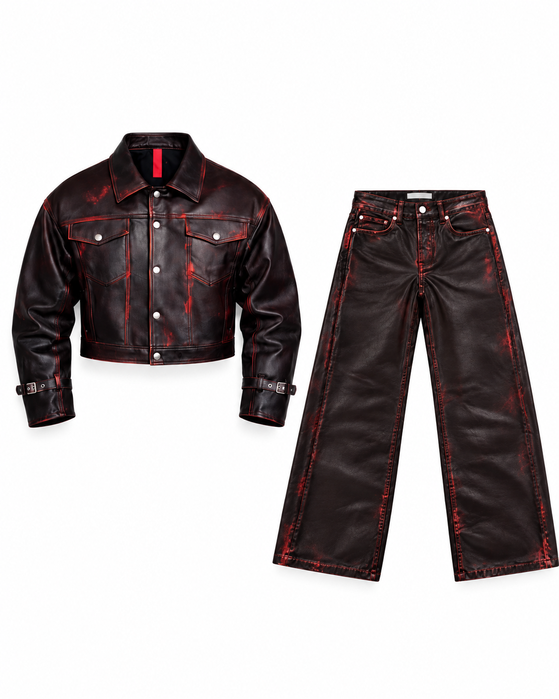 CORD IN PELLE BLACK E RED