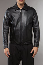 BIKER COLLO CAMICIA IN PELLE NERO - lab22shop