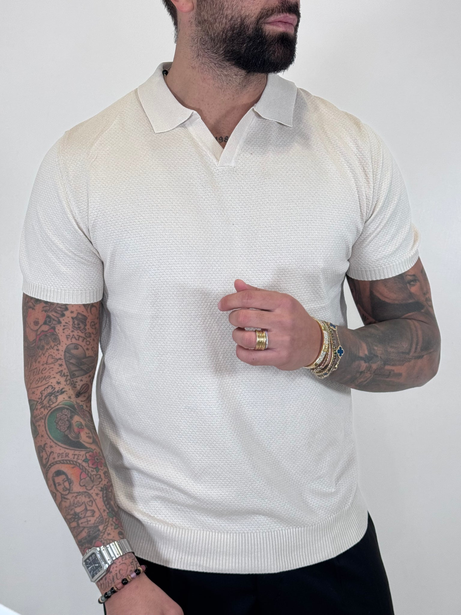 POLO  FILO NO BOTTON BEIGE
