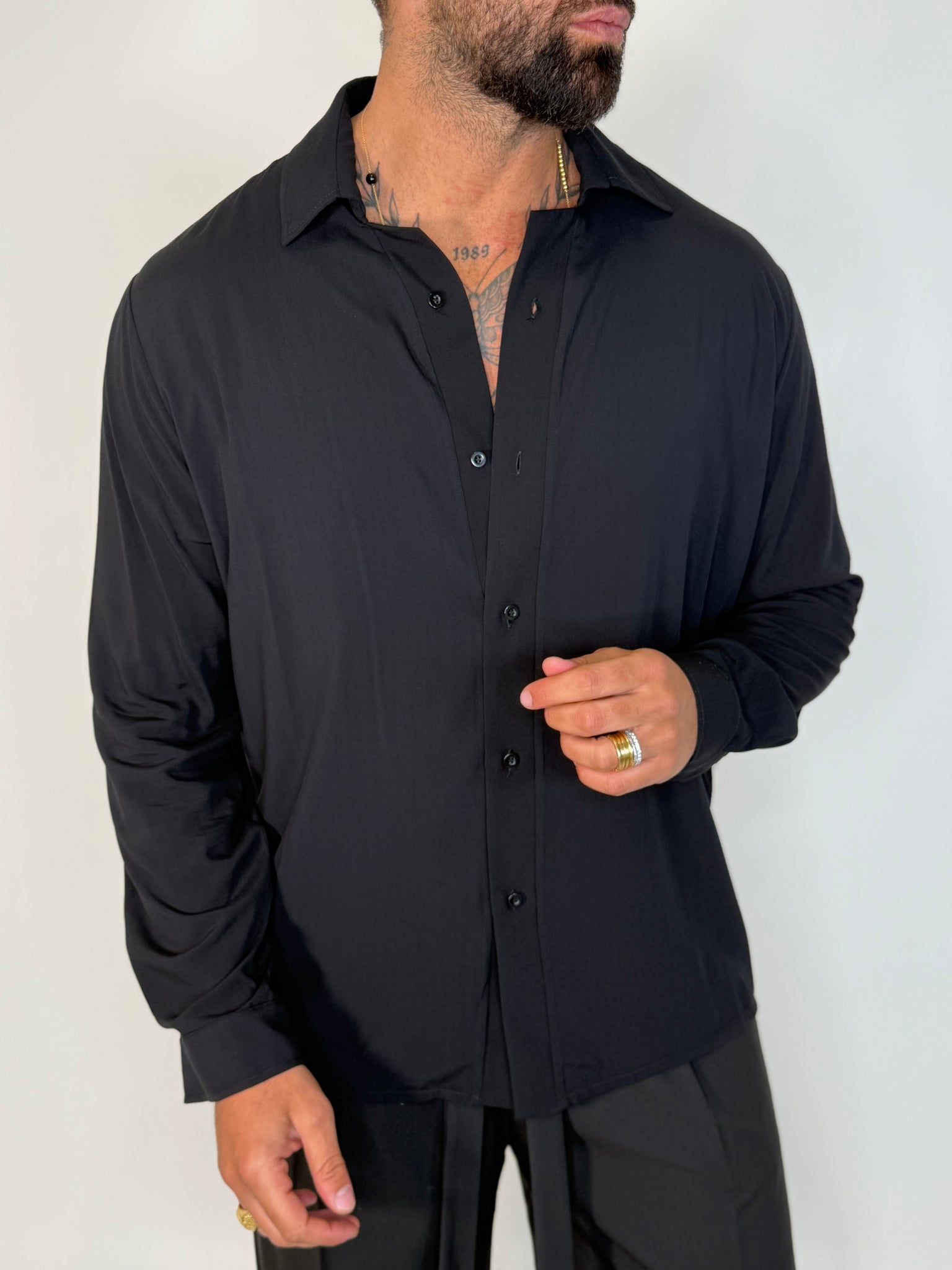 CAMICIA VISCOSA LAB NERA