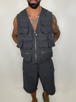 GILET MULTITASCHE COTONE NERO - lab22shop