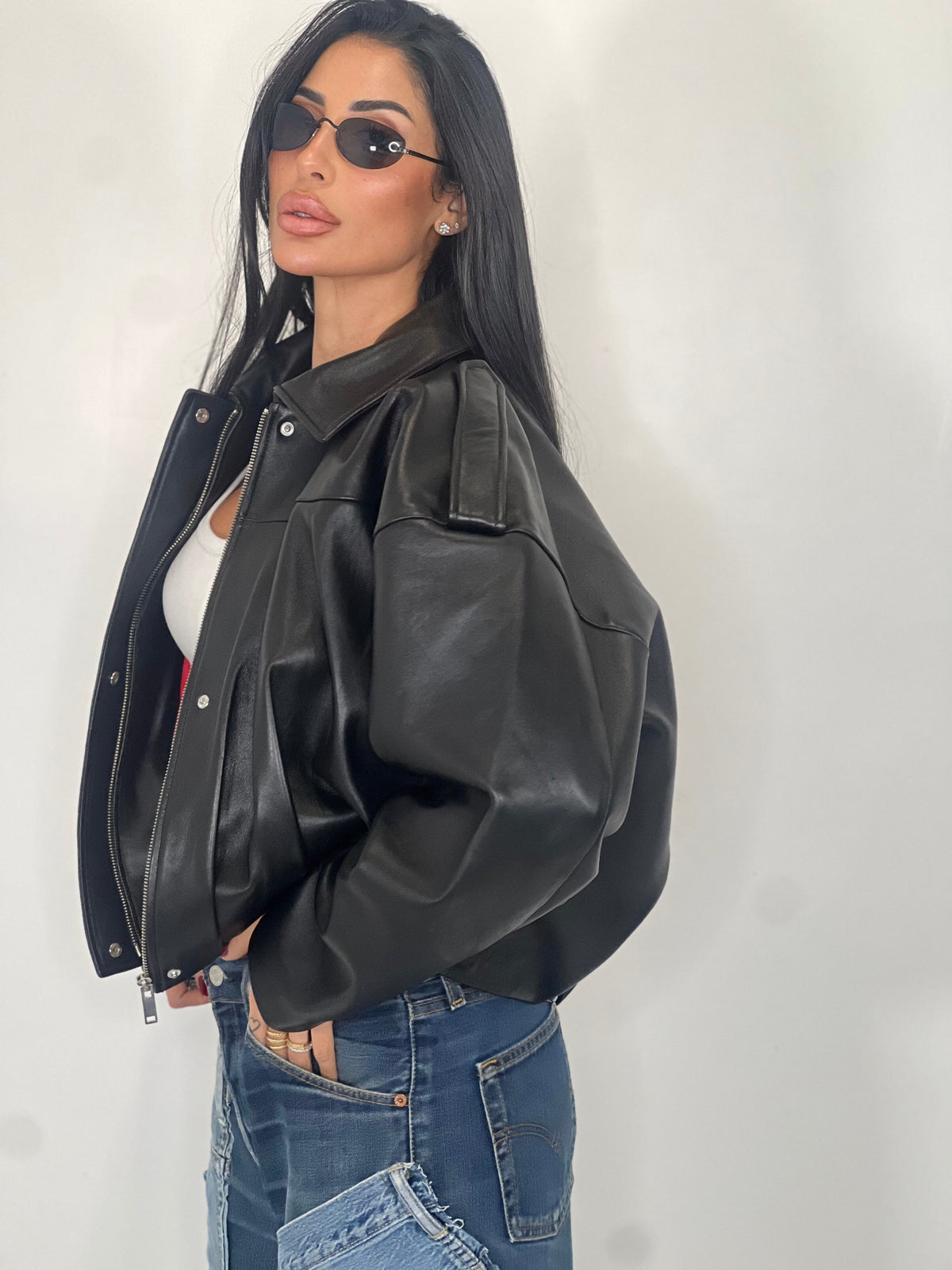 Giacca in pelle bomber