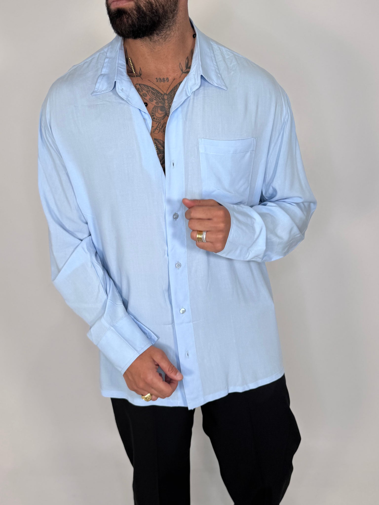 CAMICIA VISCOSA LAB TASCHINO AZZURRA