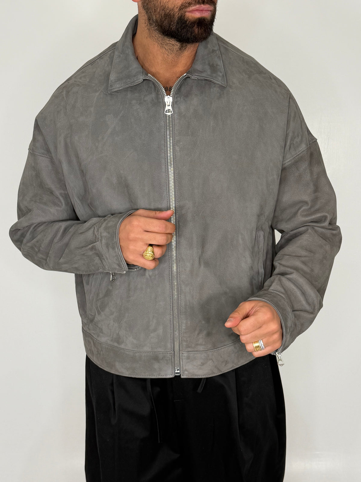 JACKET SCAMOSCIATO CON COLLO CAMICIA - lab22shop