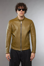 BLAZER IN PELLE VERDE OLIVA - lab22shop