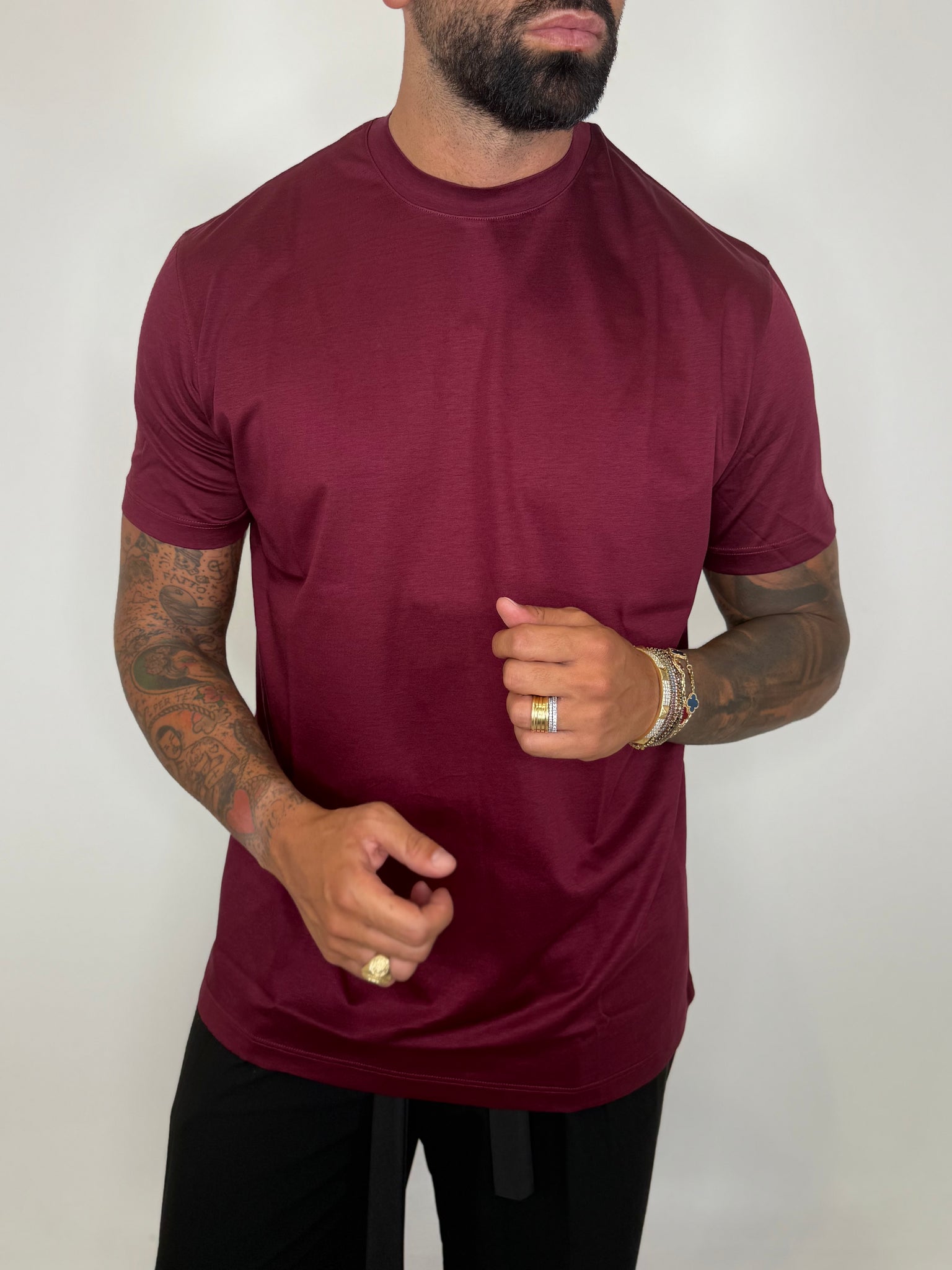 T-SHIRT FILO DI SCOZIA BORDEAUX