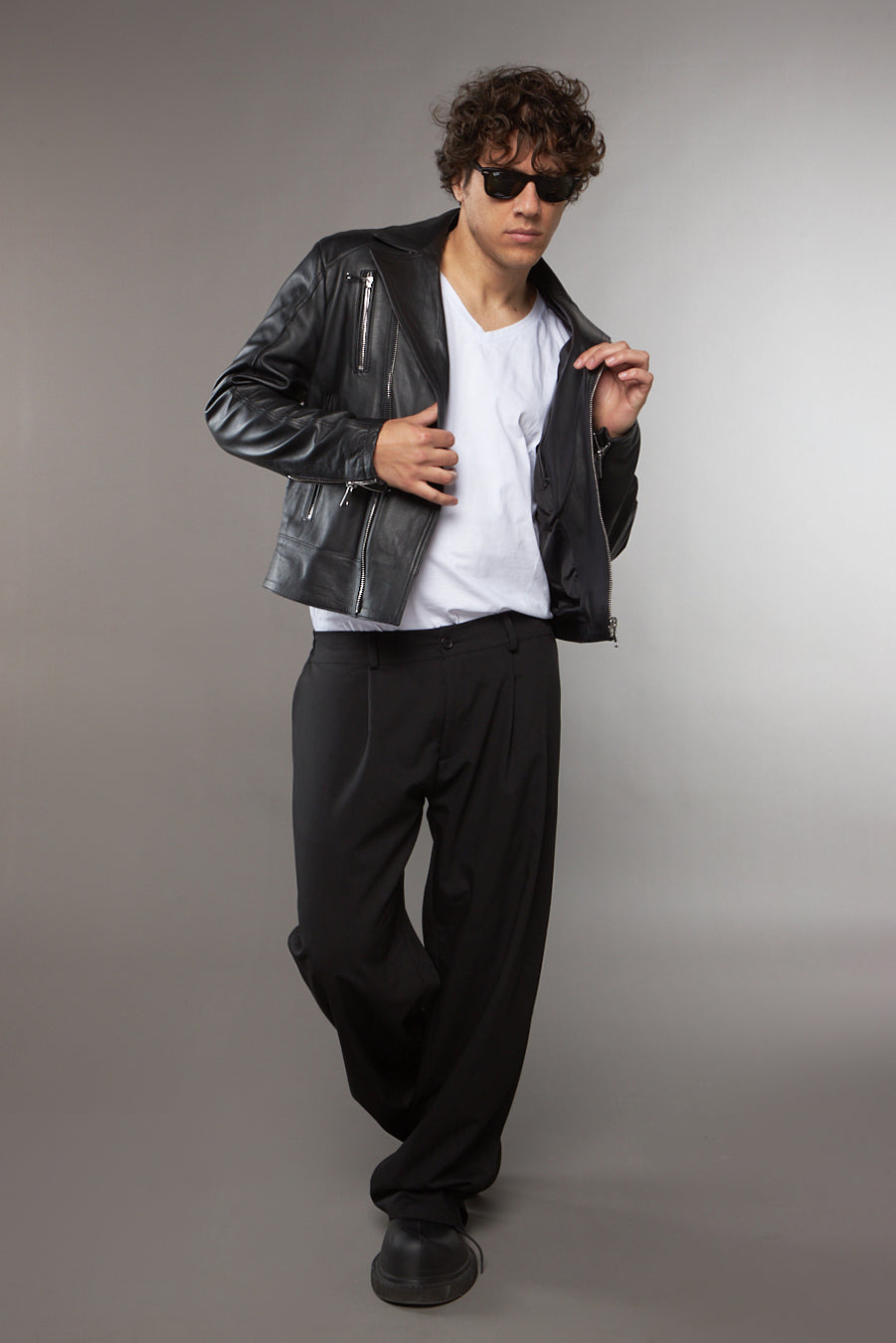 CHIODO BLAZER IN PELLE NERO - lab22shop