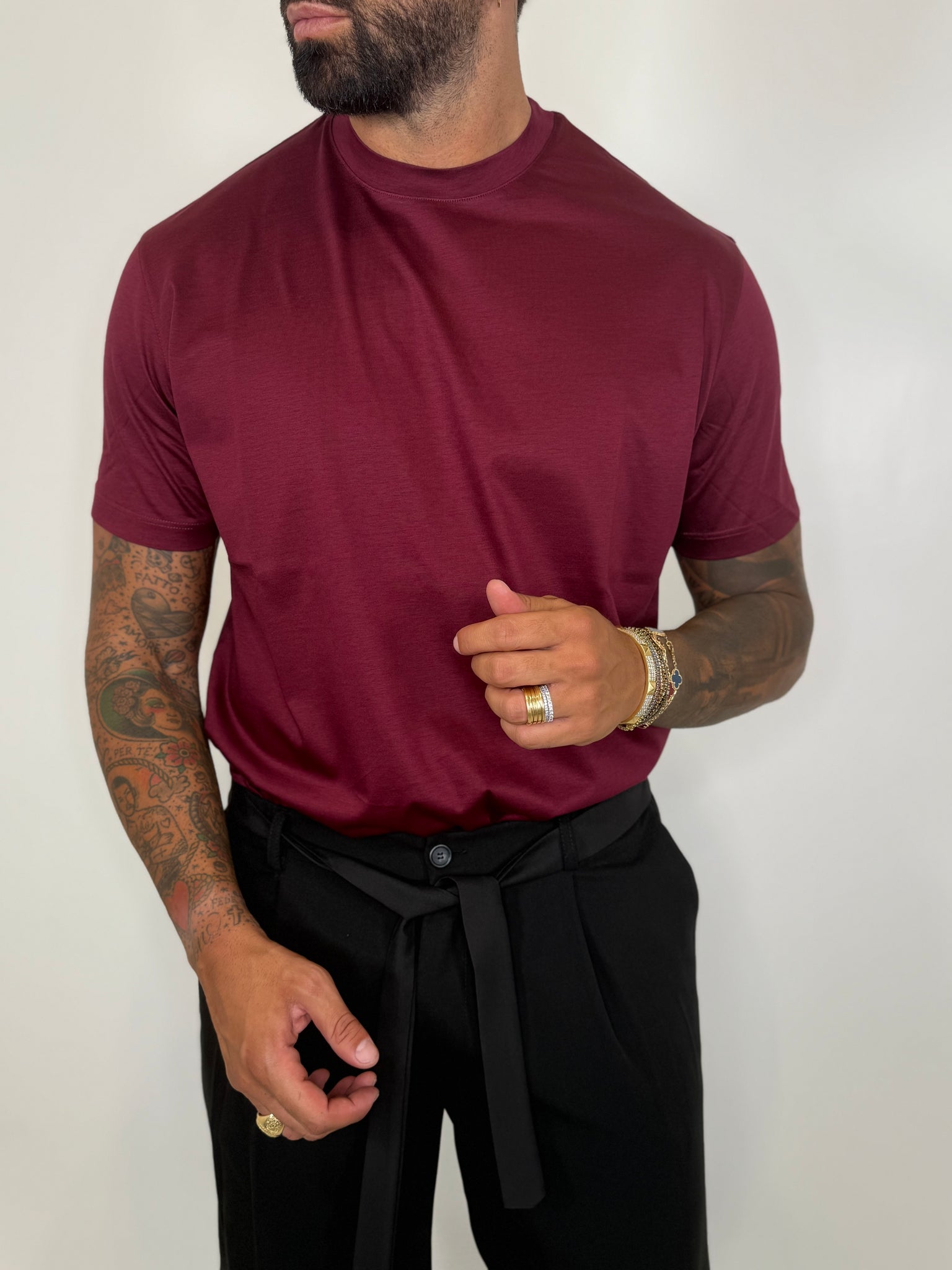 T-SHIRT FILO DI SCOZIA BORDEAUX